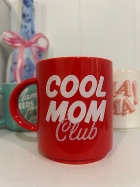 Red "Cool Mom Club" Ceramic Stoneware Stackable Coffee Mug